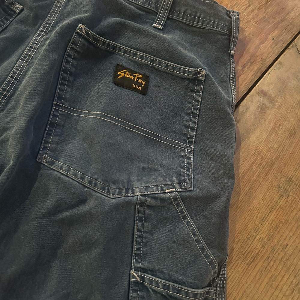 Stan Ray Wide Leg Carpenter Pants in Washed Navy